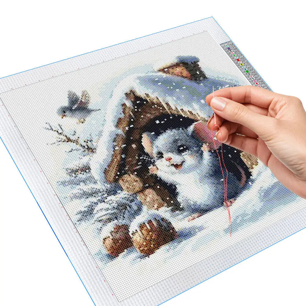 Printed Fabric 11CT Cross Stitch Cute Mouse