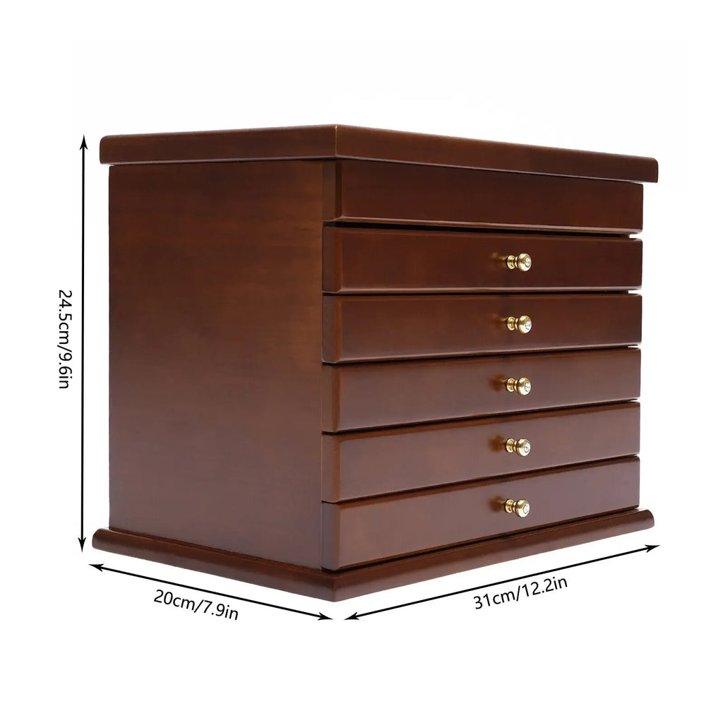 6-Tier Vintage Wooden Jewelry Storage Box