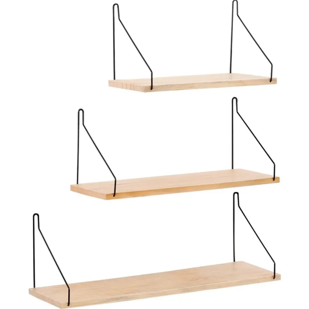 Wooden Iron Wall Shelf  Mounted Storage Rack