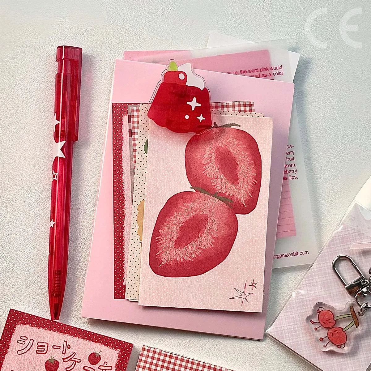 Strawberry Memo Pads Style M5 Scrapbook Paper Journal