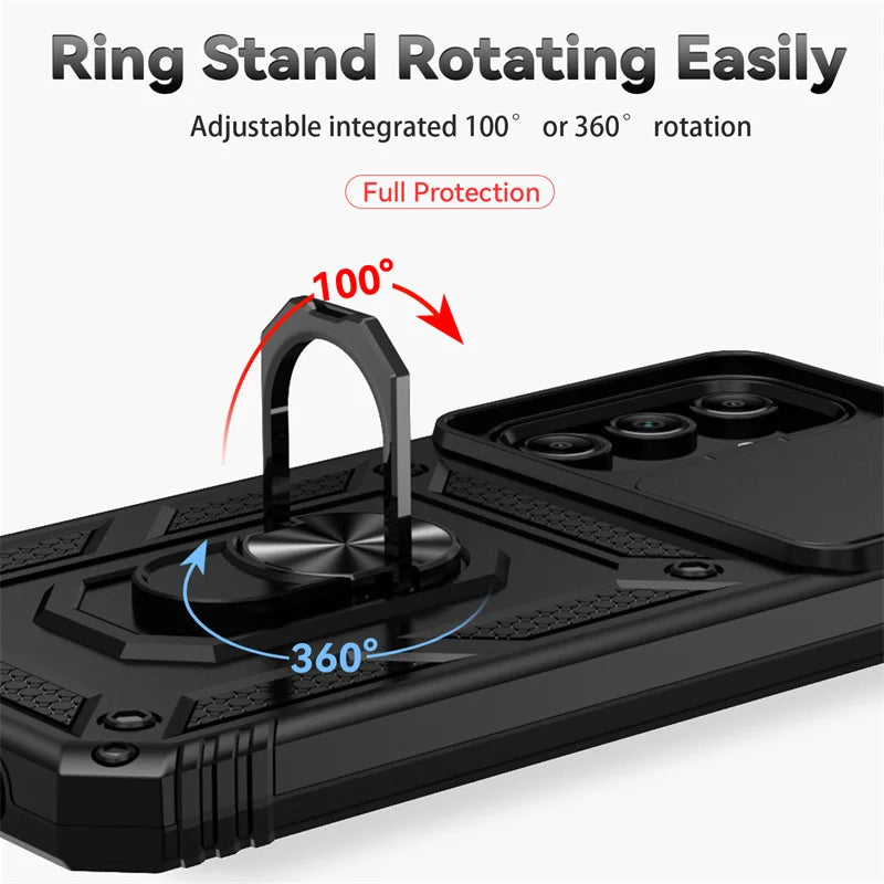 Slide Camera Lens Case For Samsung Galaxy Armor Shockproof Coque