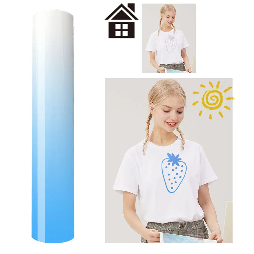 Sunlight-Sensing HTV Iron on Vinyl Pattern DIY T-Shirt Hat For Cut or Silhouette Cameo