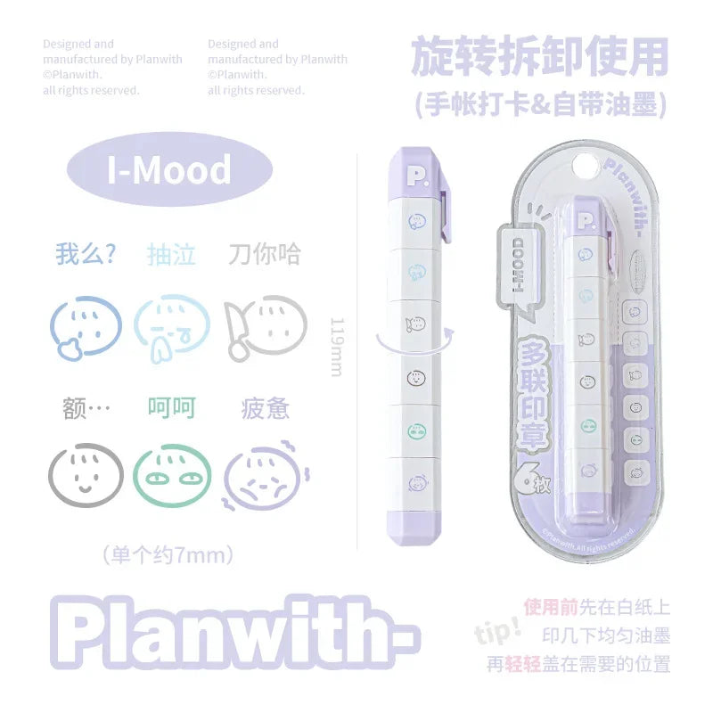 Stamp Set Pen Shape Detachable Ink Stamps
