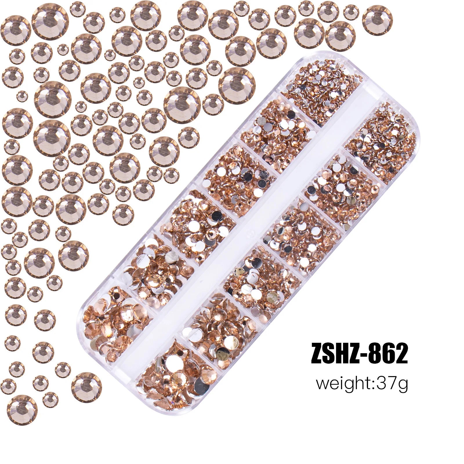 2400pcs+ Shiny Clear Crystal Gems Nail Rhinestones 1.5-4mm Mixed Round Glass Stone