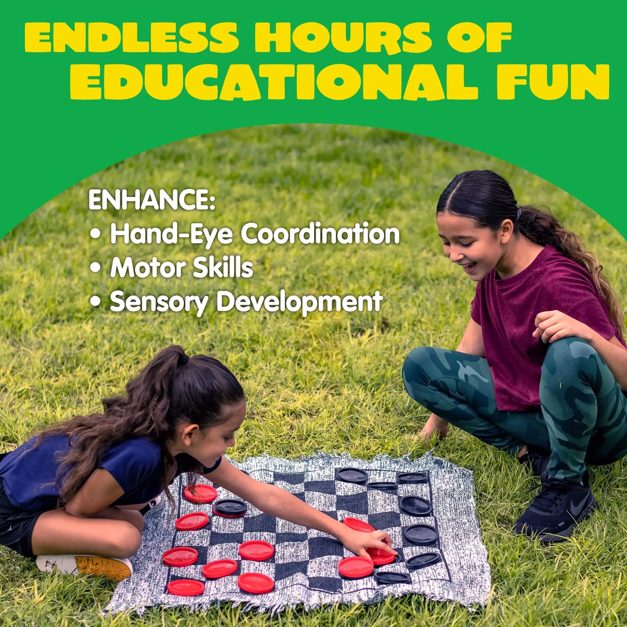 Joyfy 3-in-1 Vintage Giant Checkers Tic Tac Toe chess Game