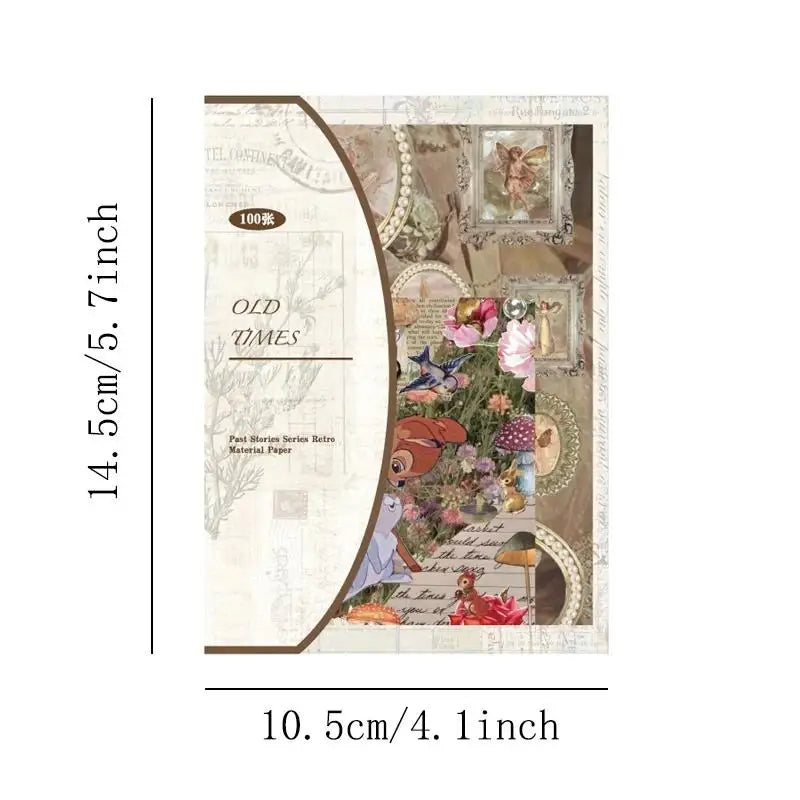 100Pcs/Pack Past Stories Vintage Series Scrapbooking Material Paper Journal Collage
