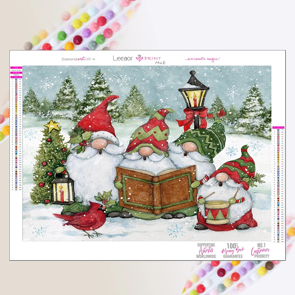Diamond Painting Christmas Santa Clause Gnomes Mosaic Full Diamond Embroidery Cross Stitch Wall Art Decorative Peinture Diamant