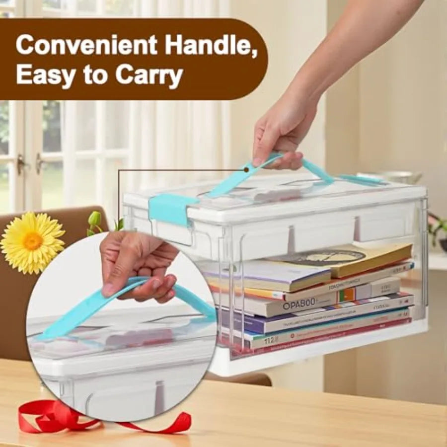 24QT Large Plastic Craft Organizers and Removable Tray and dividers