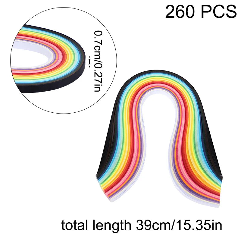 260pcs Rainbow paper Quilling Strips Set For Craft DIY