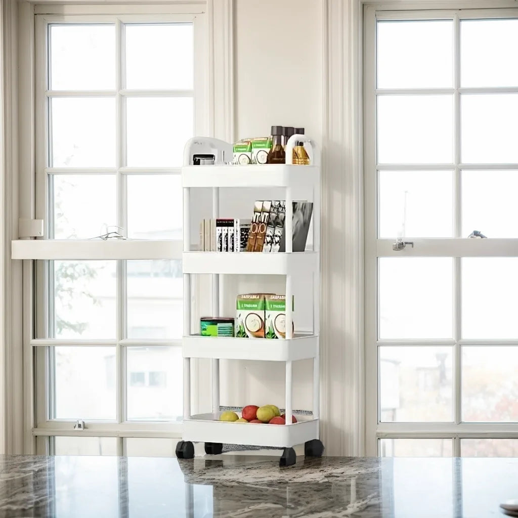 1pc 3/4-Tier Rolling Storage Cart,