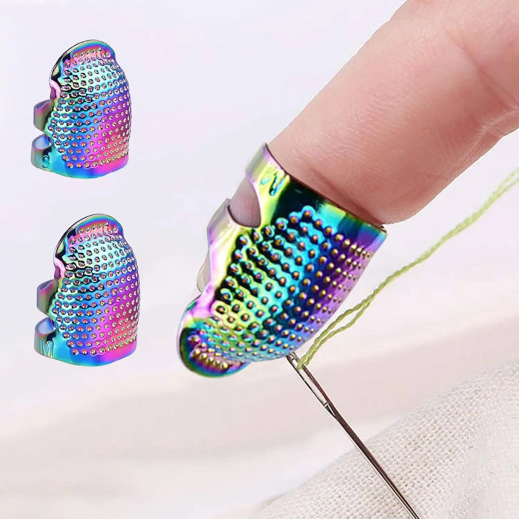 Metal Adjustable Sewing Thimble Sewing Finger Protection Cover Thimbles Cap Shield Ring Fingertip DIY Sewing Embroidery Tools