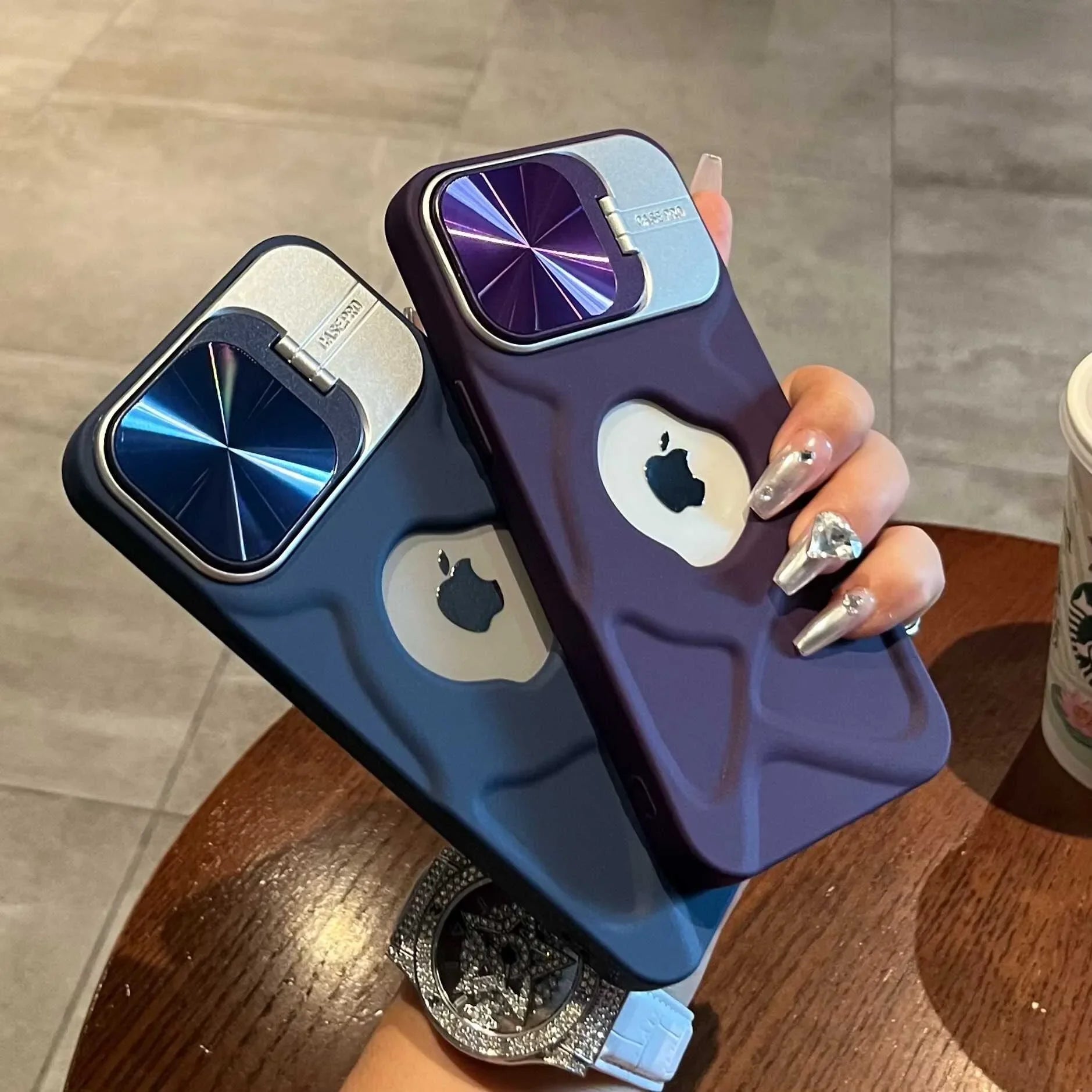 Fashion Logo Hole Magnetic Case for iPhone , Lens Protection Stand For Magsafe Silicone Cover