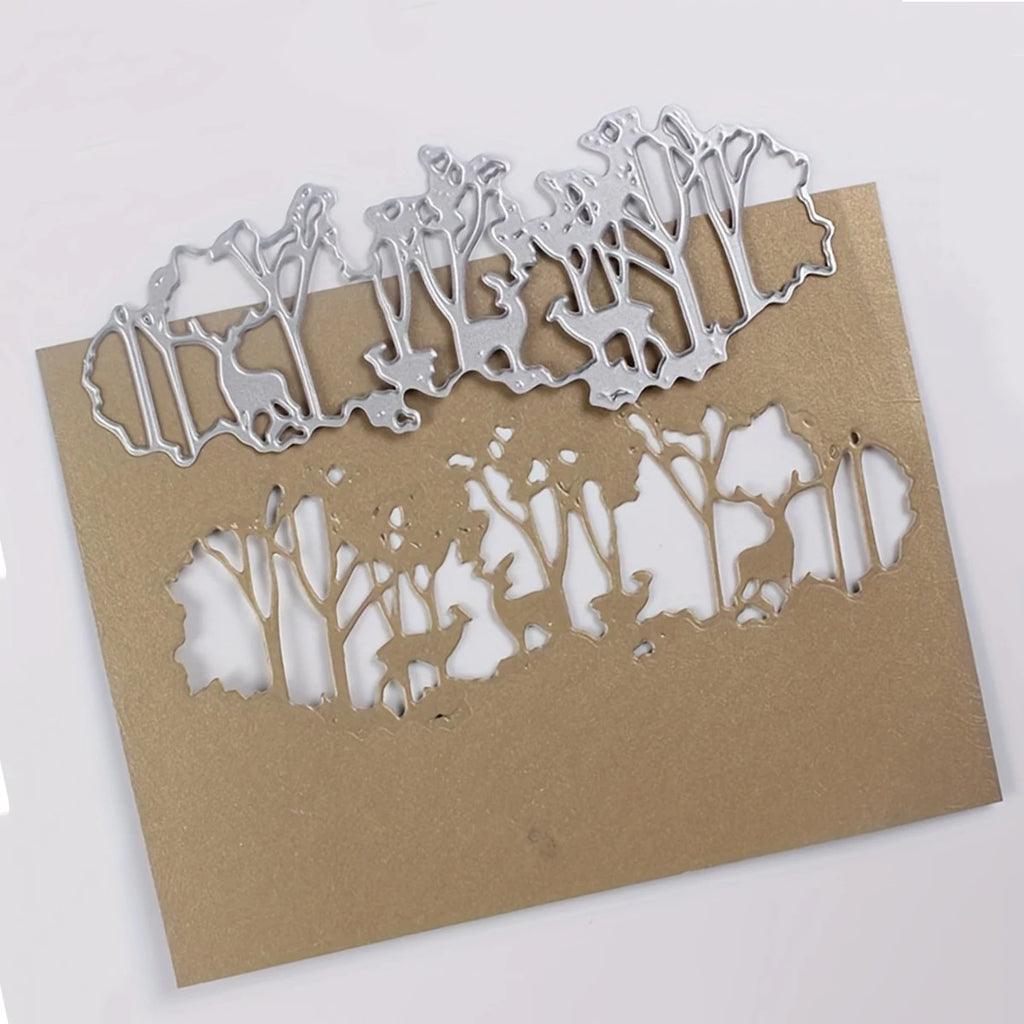 1Pc DIY Forest Deer Herd Leaf Grass Shape Metal Cutting Dies Embossing Stencil