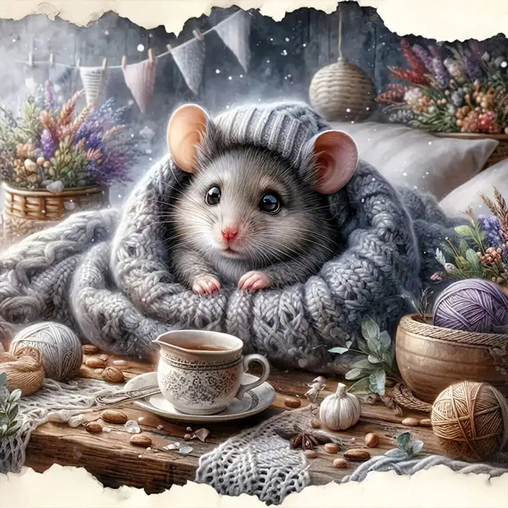 EverShine Diamond Embroidery Mouse Cartoon Diamond Painting Kit Rat Animal DIY Rhinestone Pictures Mosaic Winter Christmas Gift