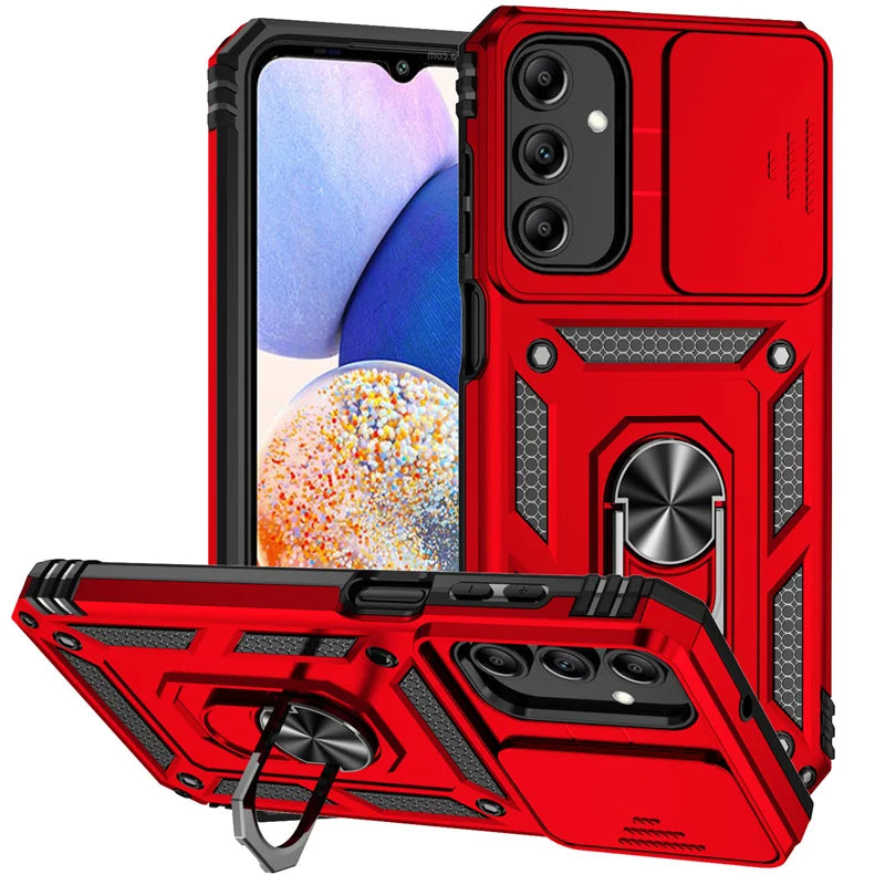 Slide Camera Lens Case For Samsung Galaxy Armor Shockproof Coque