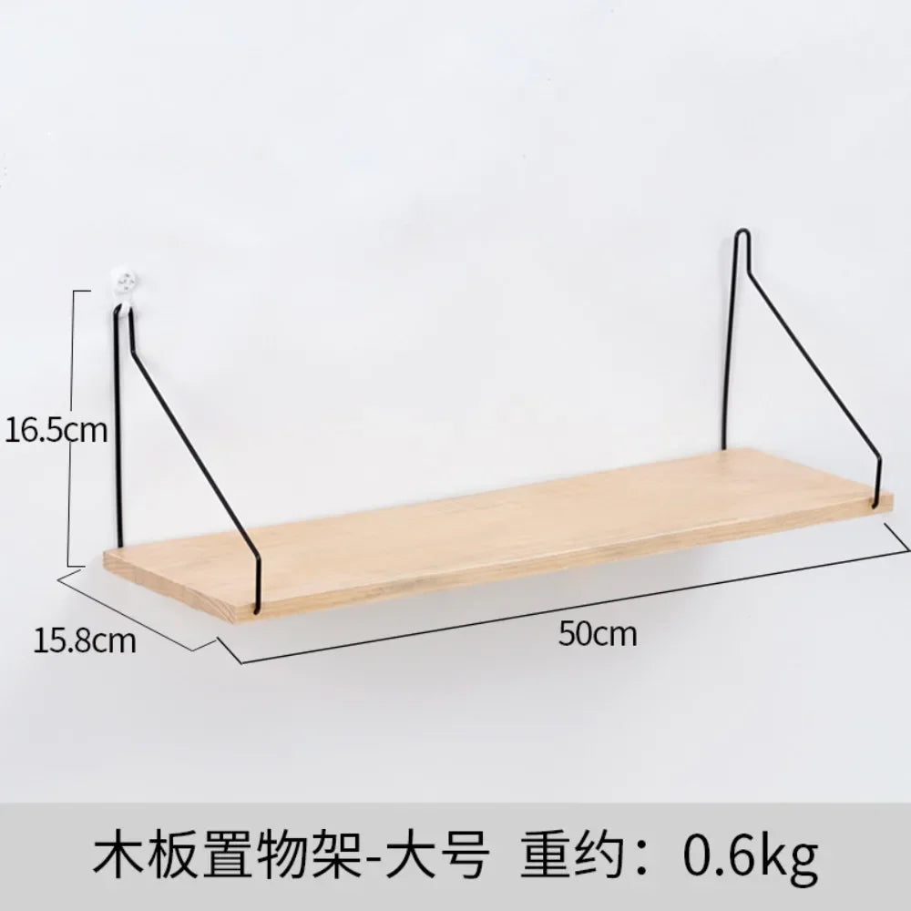 Wooden Iron Wall Shelf  Mounted Storage Rack