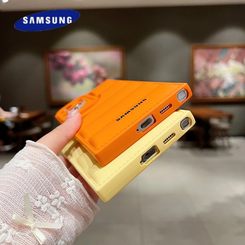 Wave Puffer Down Jacket Phone Case Samsung  Solid Color Shockproof Soft Cover