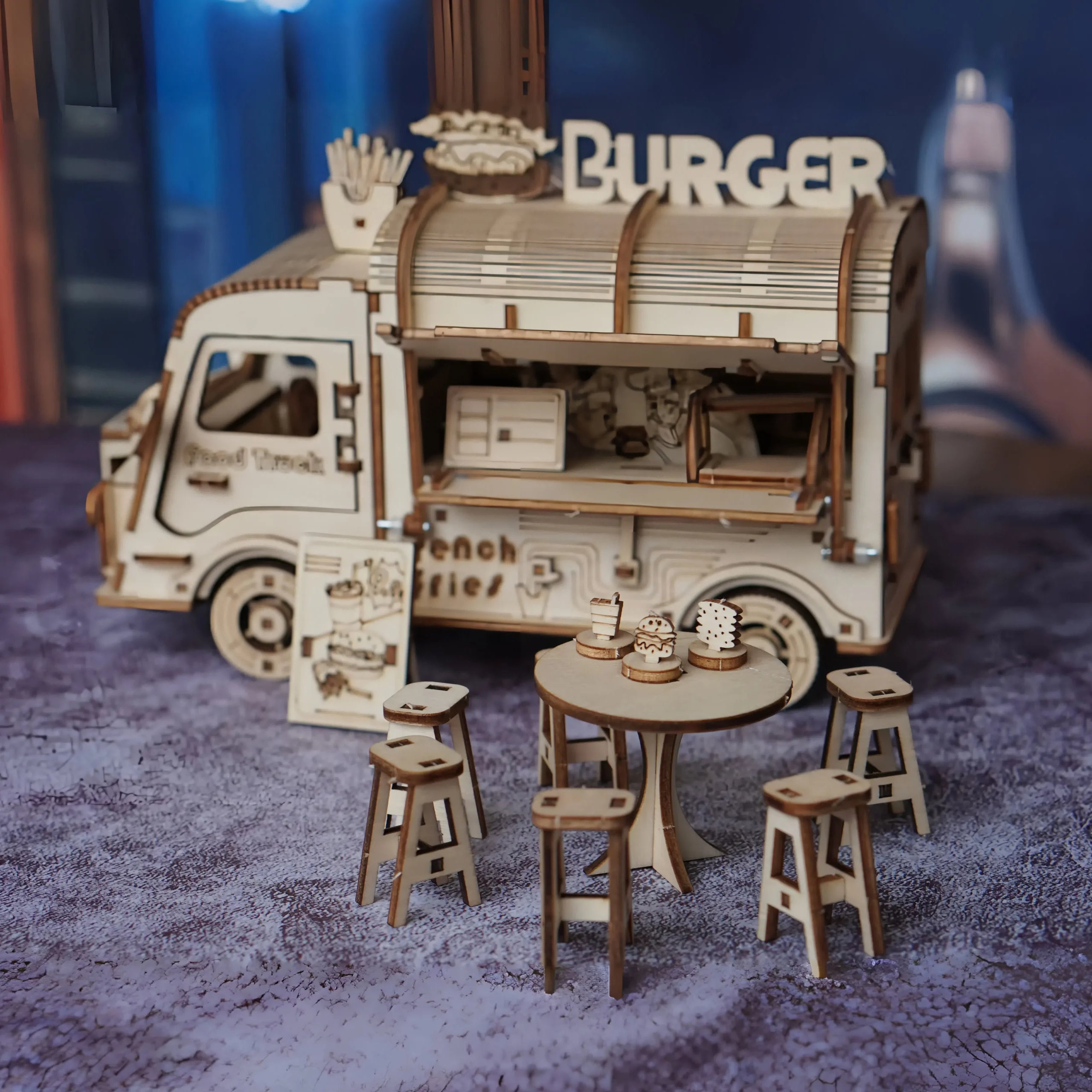 3D Wooden Puzzle Fast Food Car Model,