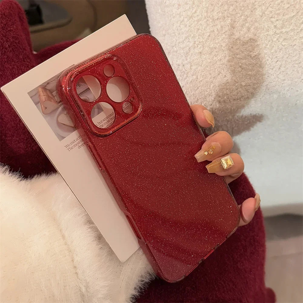 Fashion Glitter Soft Silicone Bling Case for iPhone Red  Ultra Slim Shockproof