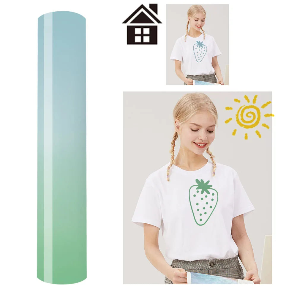 Sunlight-Sensing HTV Iron on Vinyl Pattern DIY T-Shirt Hat For Cut or Silhouette Cameo