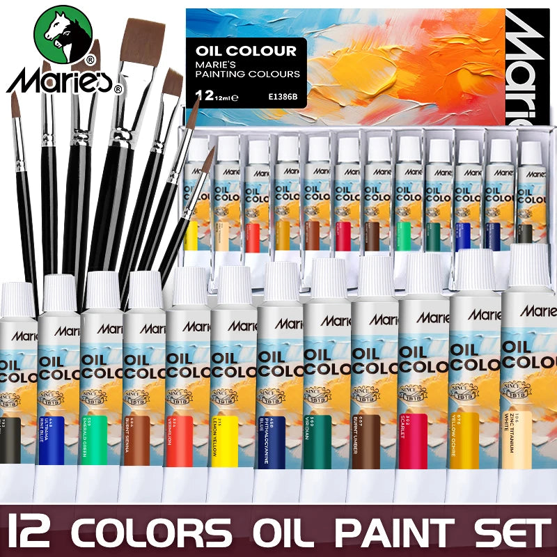 0.42oz Oil-Based Pigment & 7pcs Brushes,