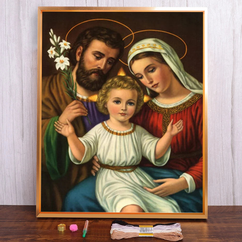 Meian Religion Jesus Portrait Printed 11CT Cross-Stitch DIY Embroidery Full Kit Painting Handicraft Craft Sewing Stamped Jewelry