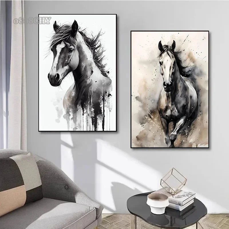 Horse Watercolor Canvas Oil Painting Prints