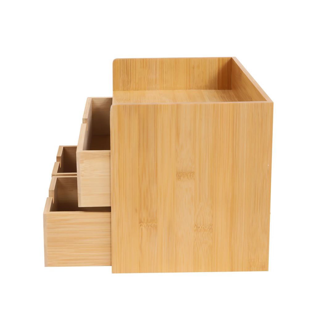 - Mini Bamboo  Tabletop Storage Organization Box for Office Home Toiletries