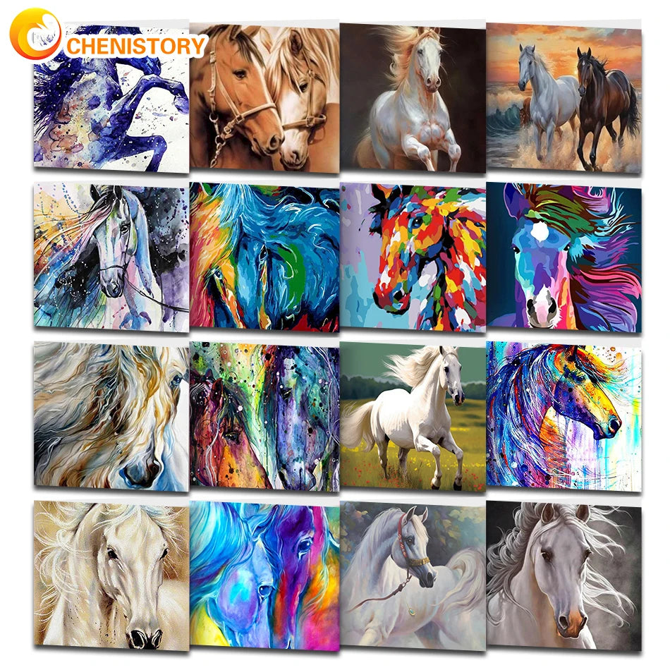 40x50cm Oil Painting By Numbers For Adults Horse Animal Paint By Number