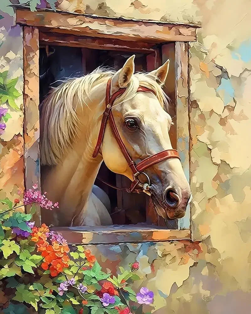 Digital Oil Painting Horse DIY Kit For Adults Paint By Number