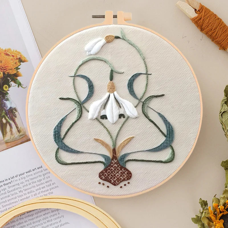 Floral Bird Animal Wreath Design Mixed Color Threads Needles And Instructions For All Crafting Embroidery Kits With Hoop