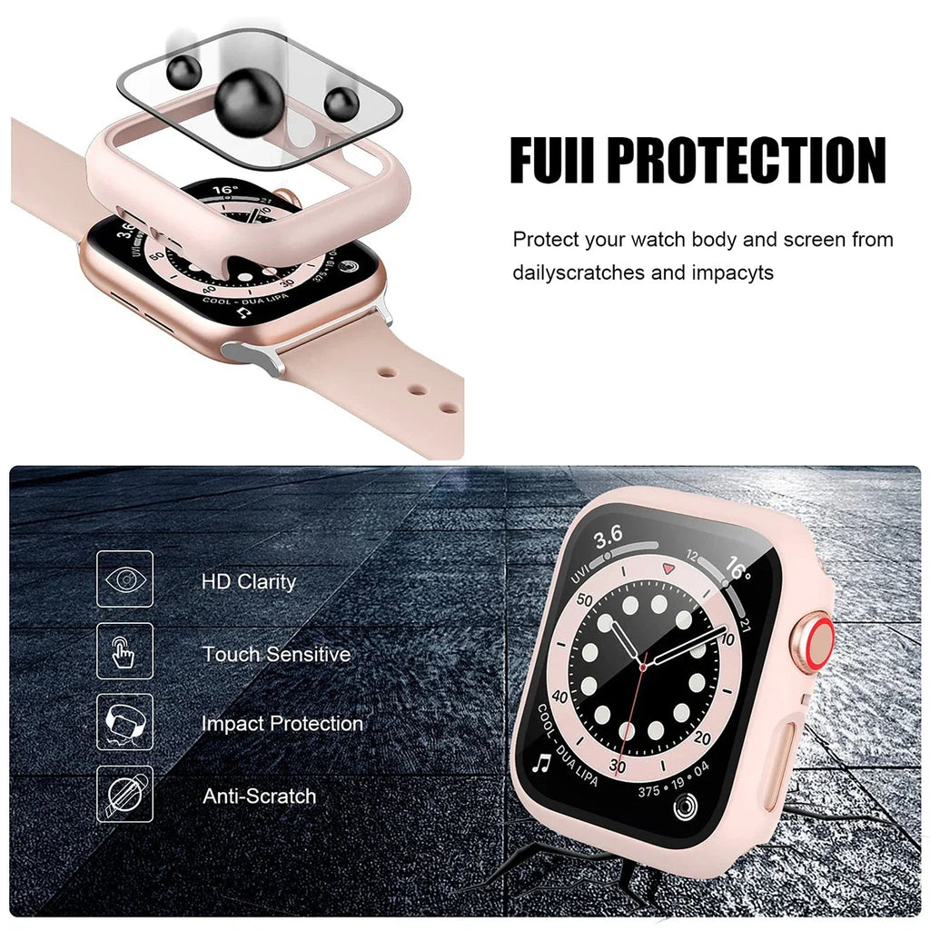 Tempered Glass+Cover For Apple watch Case  Screen Protector Apple Watch Accessories