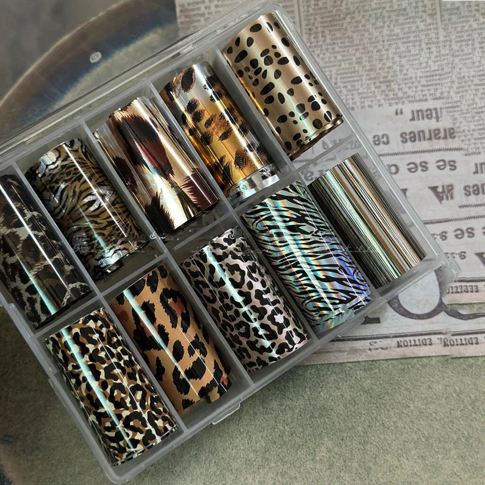 10 Rolls 2.5*50cm Sexy Lace Nail Foils Black White Transfer Paper Nail Art Stickers Stripe Lace Manicure Decals Nail Decorations