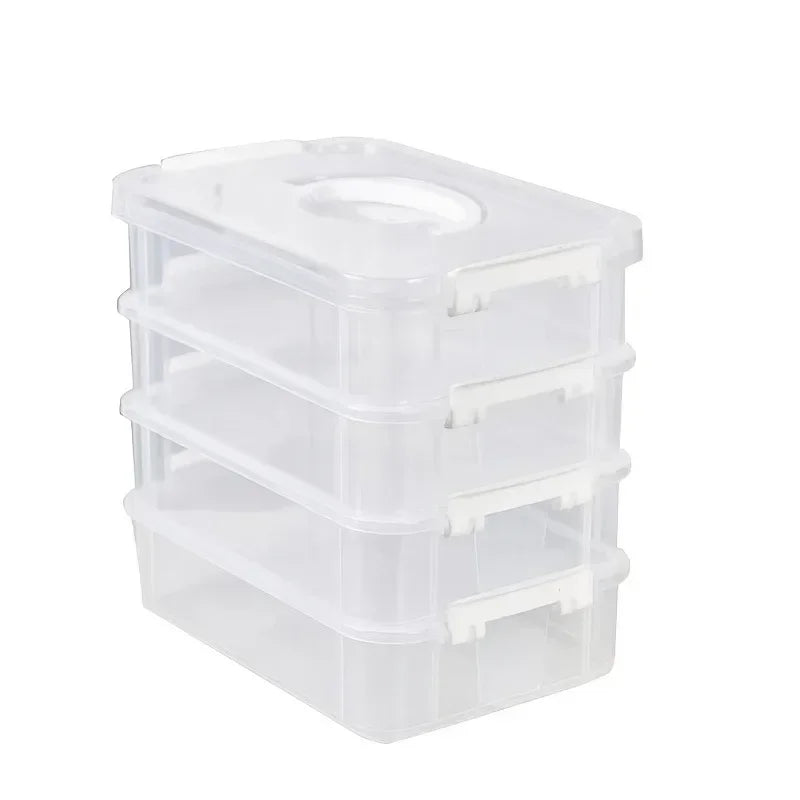 Extra Large 4-Tier Stackable Storage Box with Lid Clear Plastic Organizer Toy Building Block Storage Box