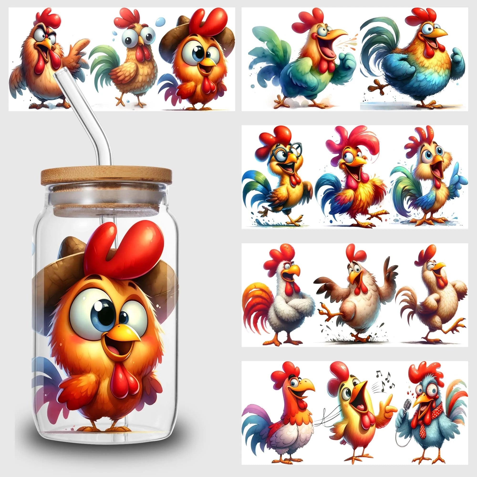 5 sheets animal UV DTF cup packaging suitable for 16oz glass cups,