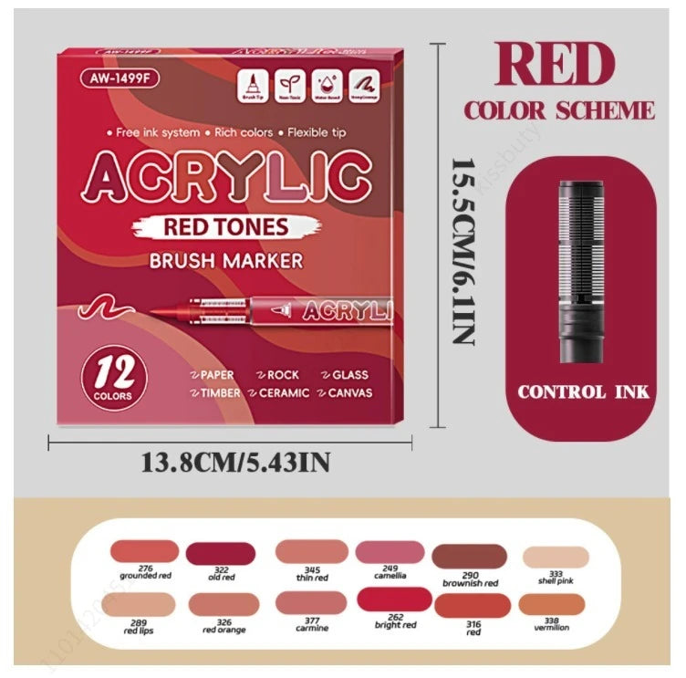 Acrylic Paint Markers, With Direct-Liquid Ink System, Brush Tip,