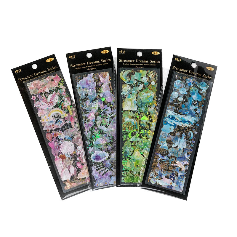 3 Sheets Bronzing PET stickers
