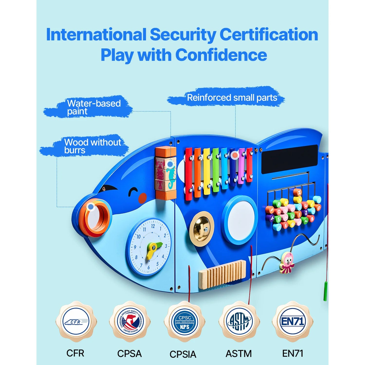 SucceBuy Orca Kids Wall Busy Board 12 Activities  Toys for Toddler 3-12 Play Toys