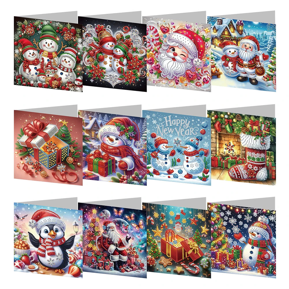 4/6/8/12PCS New 2024 Diamond Painting Greeting Cards