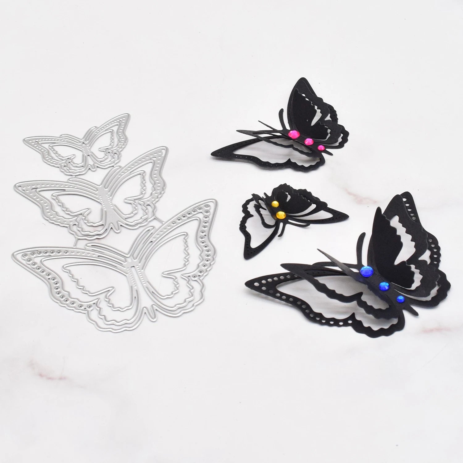 3D Butterfly Metal Dies Cutting Templates with Floral Accents