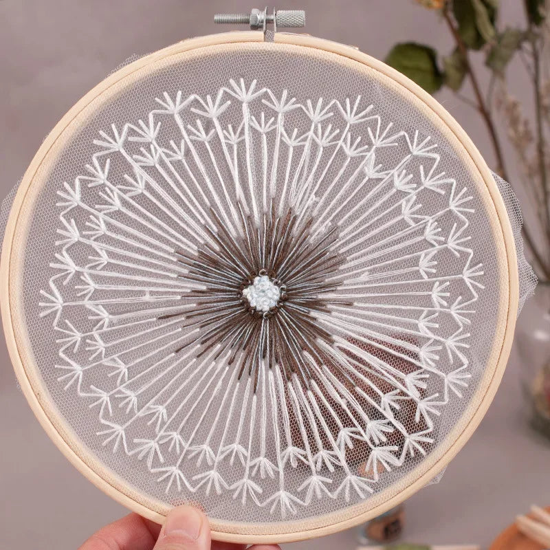 DIY Flowers Plants Pattern Embroidery Set Needlework Tools Printed Beginner Embroidery Round Cross Stitch Kit Sewing Craft Kit