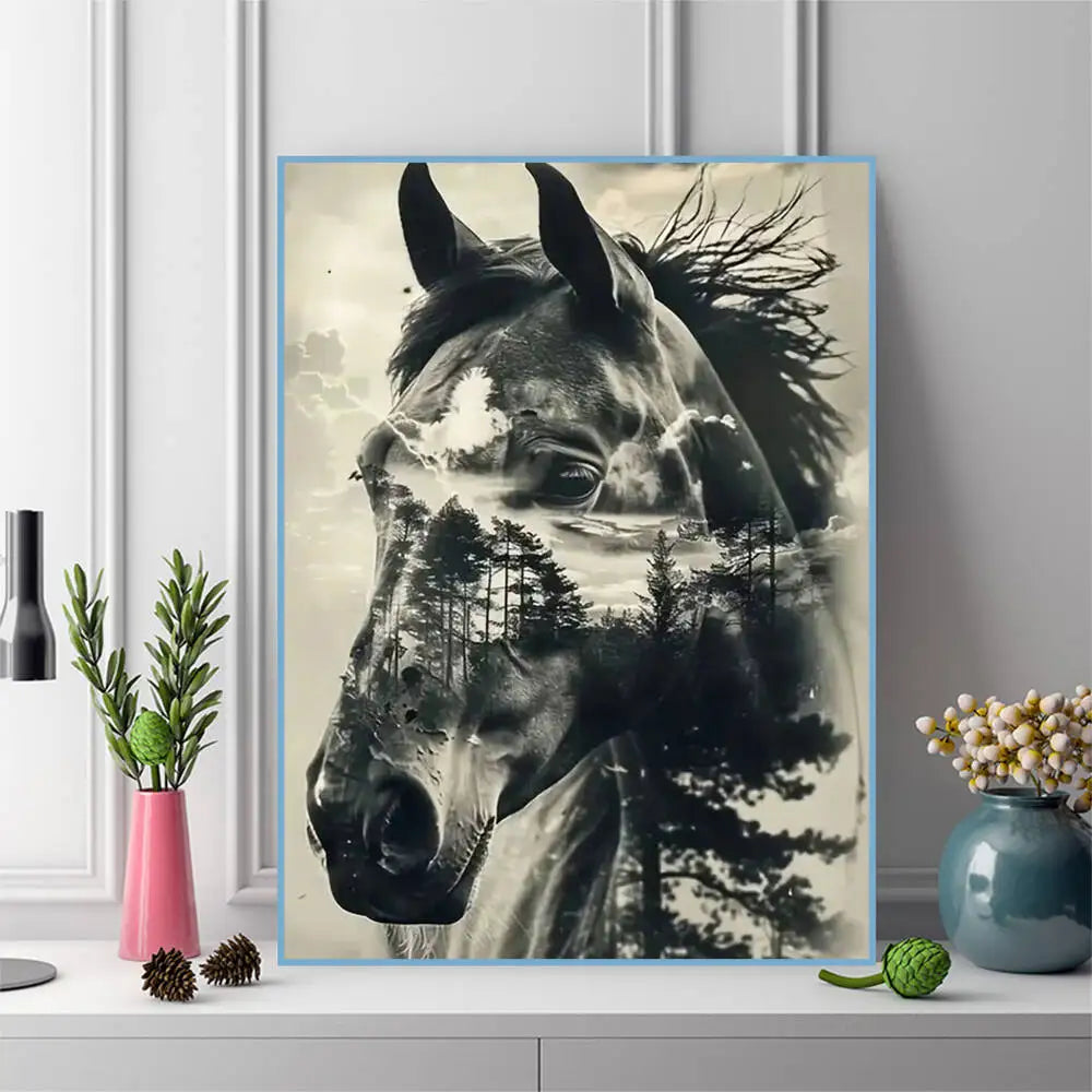 Diamond Mosaic Horse Animal  Rhinestones Diamond Painting Tree