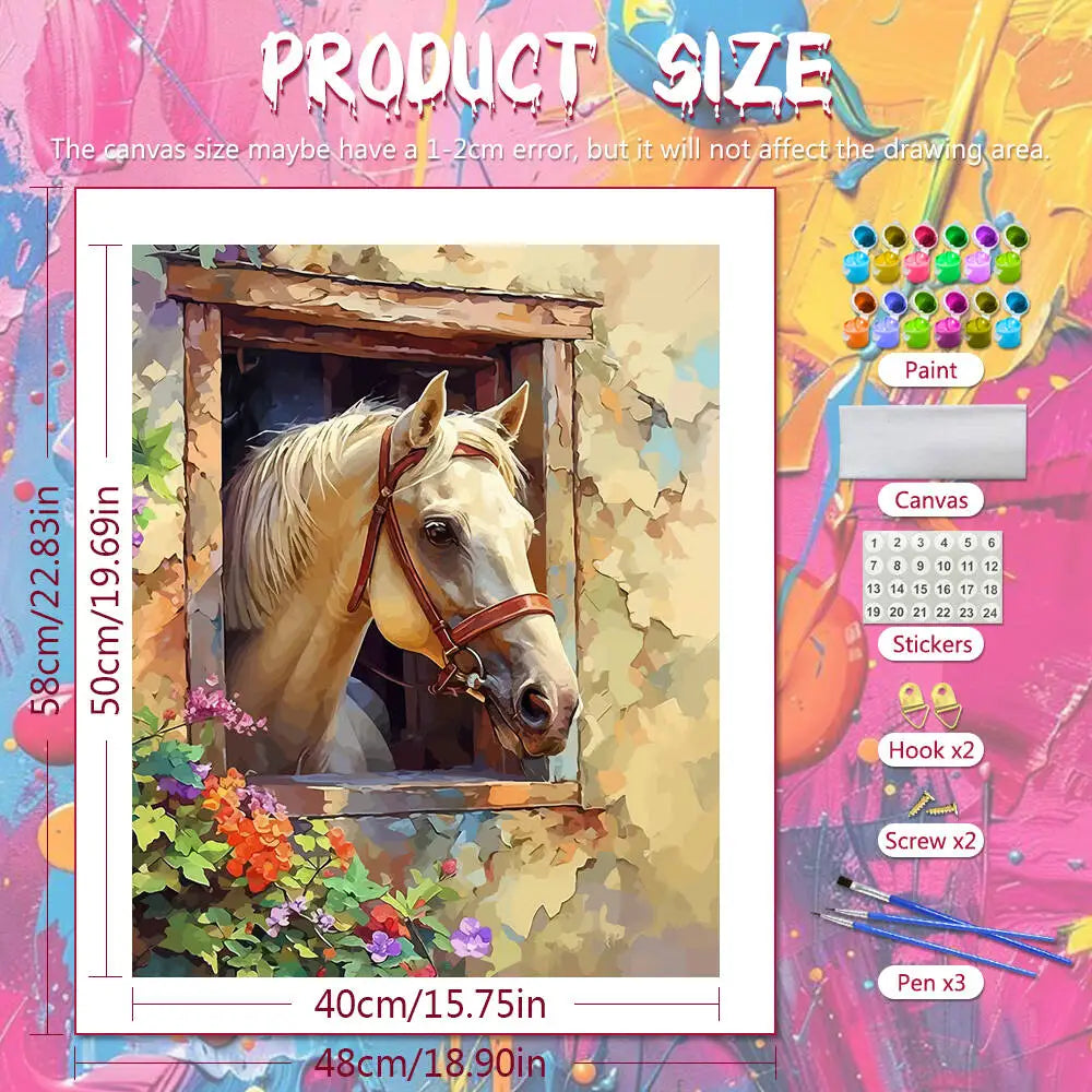 Digital Oil Painting Horse DIY Kit For Adults Paint By Number
