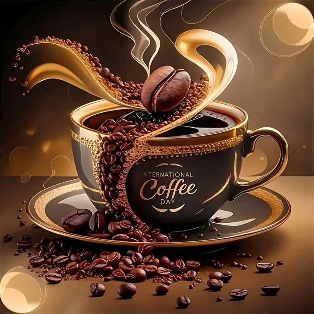 Diamond Painting 5D Coffee Cup Landscape Full Round Square Diamond Mosaic Arts