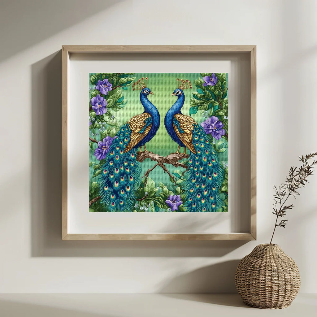Peacock stamped cross stitch kit DIY kit 11CT/14CT