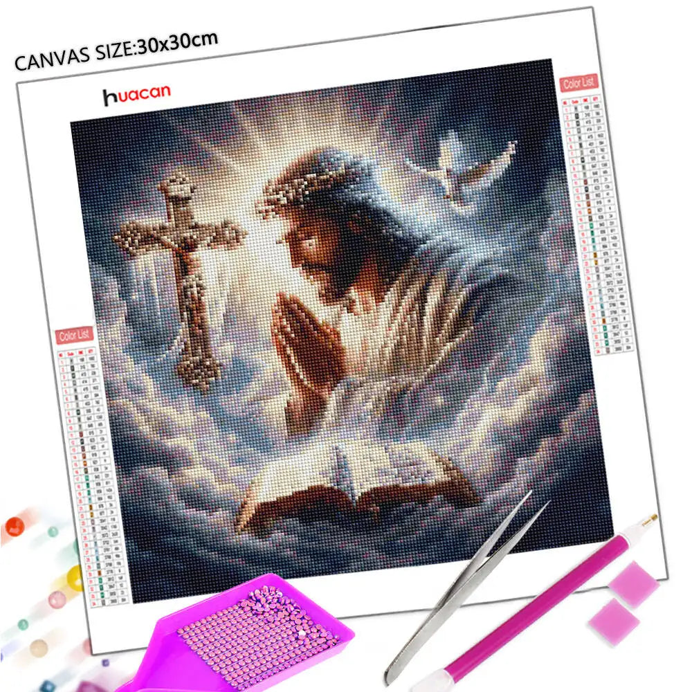 Jesus Christian Diamond Mosaic Portrait Religion Art round/square dots