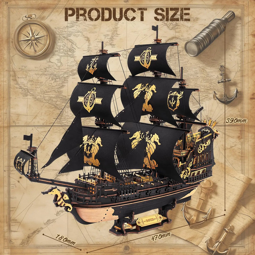 ROBOTIME 3D  Wooden Ship Model Kits for Teens&Adults to Build