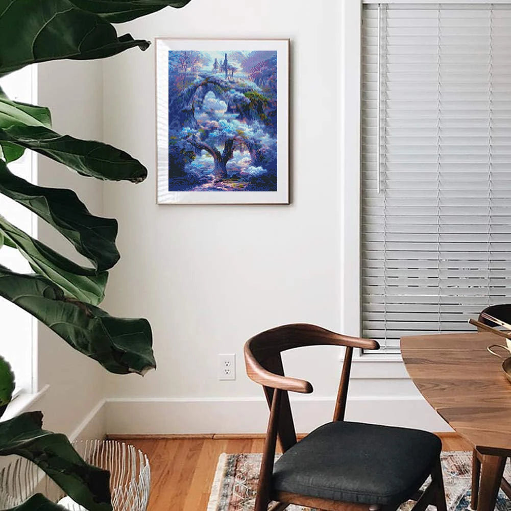 5D DIY Fairy Dust Full Diamond Painting Kit Landscape Diamond Mosaic Waterfall Embroidery Tree Fantasy Wall Decor Painting