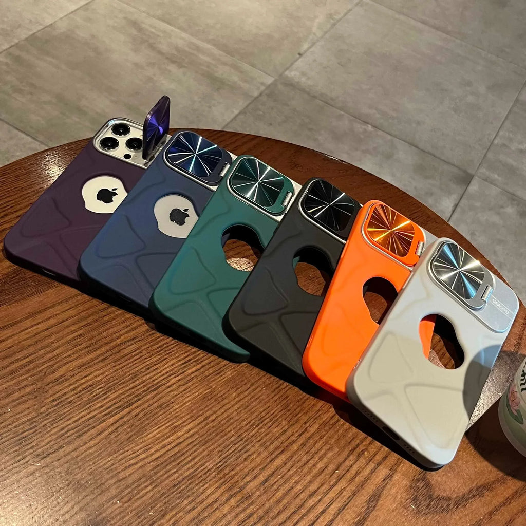 Fashion Logo Hole Magnetic Case for iPhone , Lens Protection Stand For Magsafe Silicone Cover
