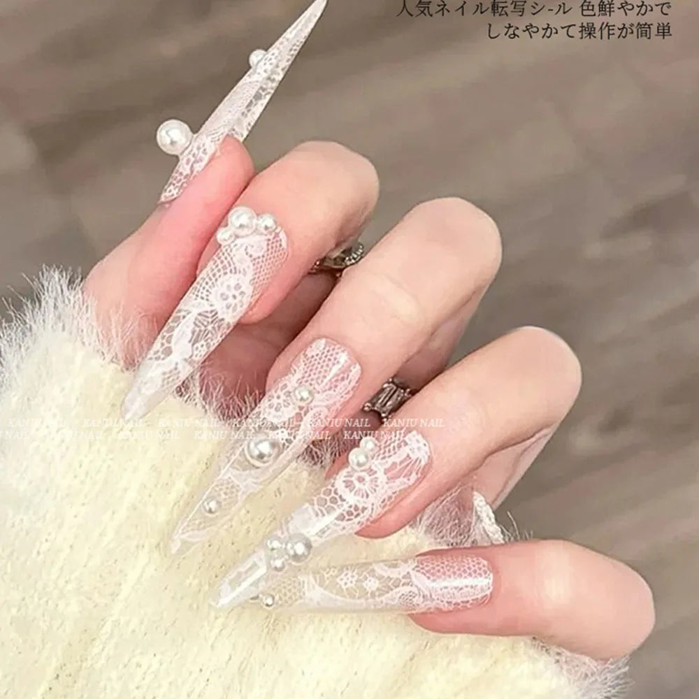 10 Rolls 2.5*50cm Sexy Lace Nail Foils Black White Transfer Paper Nail Art Stickers Stripe Lace Manicure Decals Nail Decorations